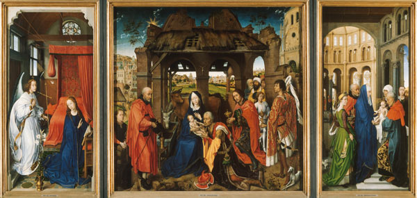 Dreikönigs/Columba-Altar. Gegen 1455. Verkündigung Mariae/Anbetung der Könige. a Rogier van der Weyden