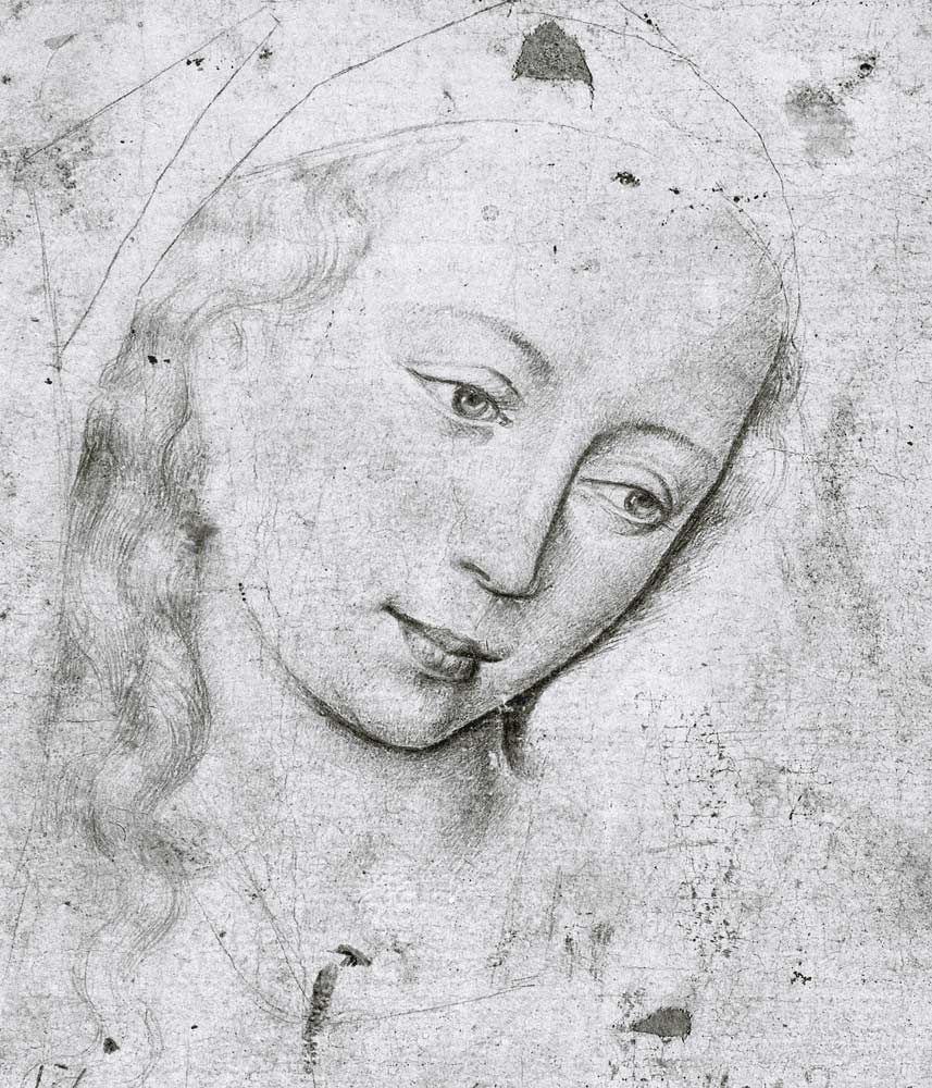 Head of the Virgin (b/w print) a Rogier van der Weyden