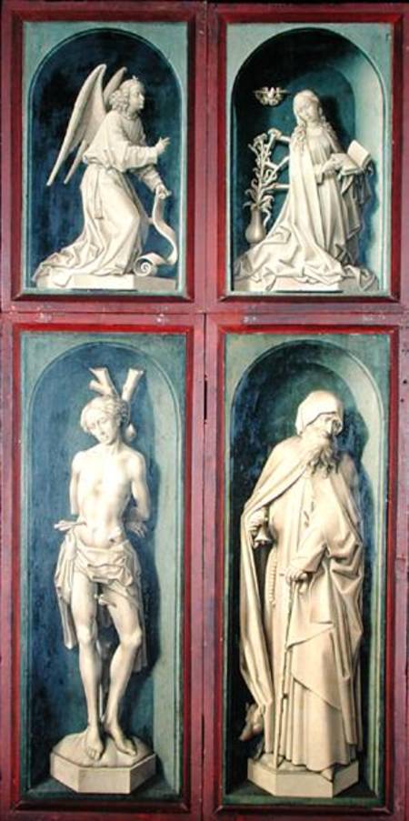 The Annunciation, St. Sebastian and St. Anthony the Great, panels from the reverse of the Last Judge a Rogier van der Weyden