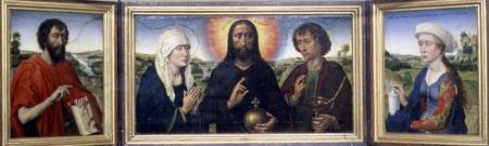 The Braque Family Triptych: (LtoR) St. John the Baptist, Christ the Redeemer between the Virgin and a Rogier van der Weyden