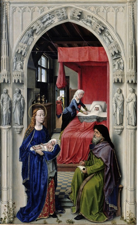 The Nativity of John the Baptist (The Altar of St. John, left panel) a Rogier van der Weyden