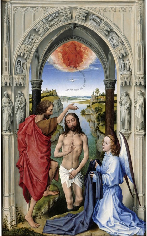 The Baptism of Christ (The Altar of St. John, middle panel) a Rogier van der Weyden