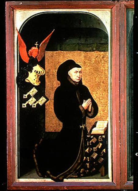 The Donor, Chancellor Nicholas Rolin, Kneeling in Prayer, from the reverse of the Last Judgement pol a Rogier van der Weyden