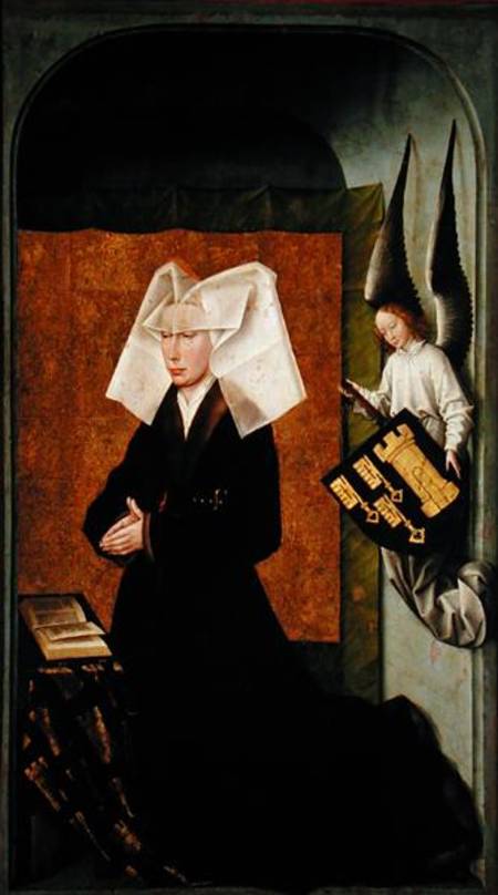 Guigone de Salins, wife of the donor, Chancellor Nicholas Rolin, Kneeling in Prayer, from the revers a Rogier van der Weyden