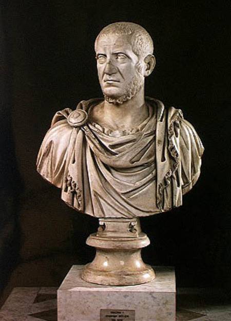 Bust of Marcus Claudius Tacitus (c.200-276) or Marcus Opelius Macrinus (164-218) a Arte Romana
