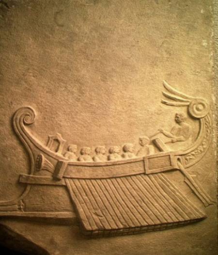 Carved tablet depicting a trireme a Arte Romana
