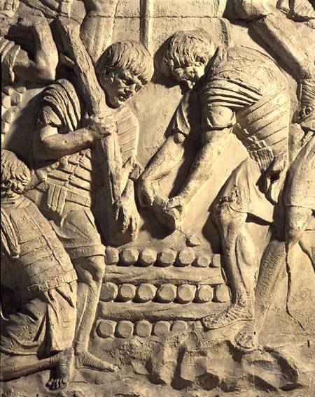 Construction of fortifications during the campaign against the Sarmatians, detail from a cast of Tra a Arte Romana