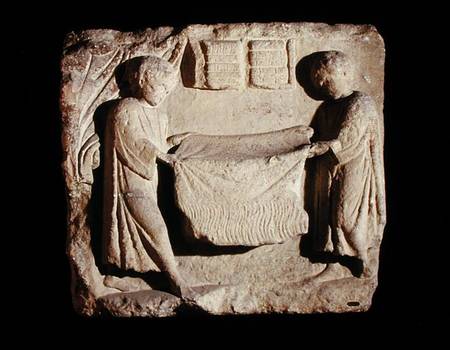 Relief depicting a draper in his shop a Arte Romana