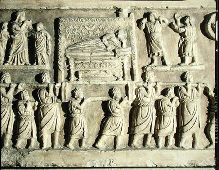 Relief depicting a funeral scene a Arte Romana