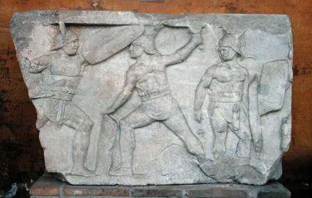 Relief depicting gladiators in combat a Arte Romana