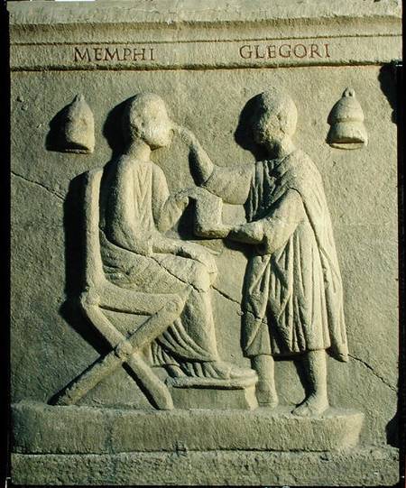 Relief depicting an oculist examining a patient a Arte Romana