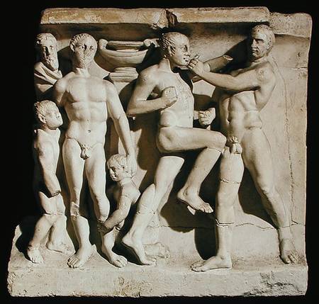 Relief depicting wrestlers a Arte Romana
