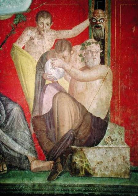 Silenus and the Young Satyr, East Wall, Oecus 5 a Arte Romana