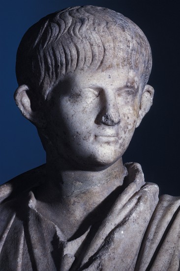Togate statue of the young Nero, front view of the head a Arte Romana