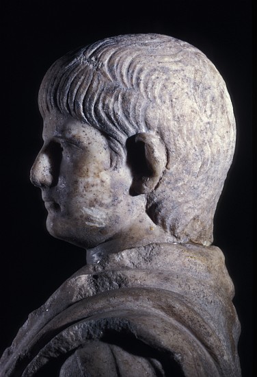 Togate statue of the young Nero, side view of the head a Arte Romana