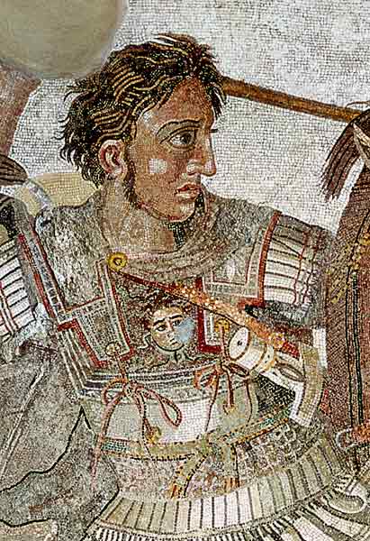 Alexander the Great (356-323 BC) from 'The Alexander Mosaic', depicting the Battle of Issus between a Arte Romana