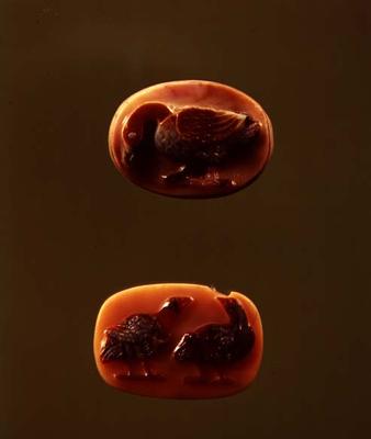Two cameos of birds (polychrome agate and onyx) a Roman 1st century BC