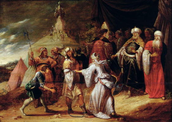 Samuel Killing Agag, King of the Amalekites (oil on panel) a Rombout van Troyen