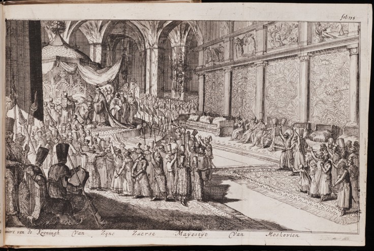A scene at the royal court of Tsar Alexis Mikhailovich a Romeyn de Hooghe