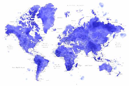 Watercolor world map with cities, Uyen