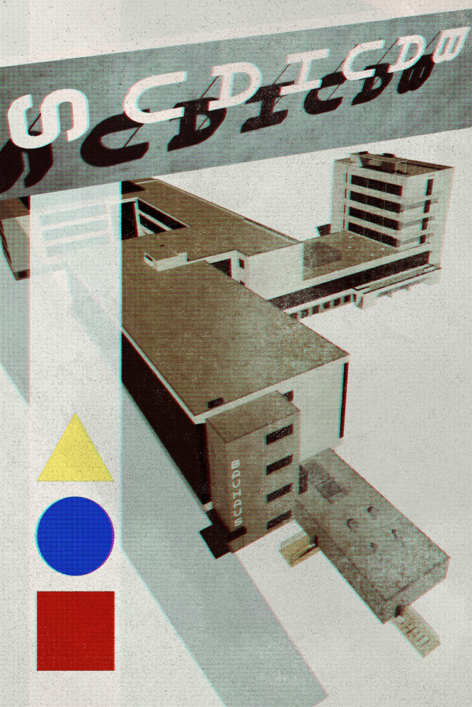Bauhaus Dessau architecture in vintage magazine style III a Rosana Laiz Blursbyai