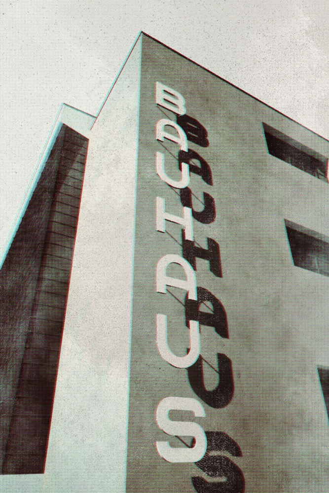 Bauhaus Dessau architecture in vintage magazine style I a Rosana Laiz Blursbyai