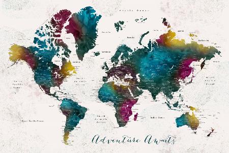 Charleena world map with cities, Adventure awaits