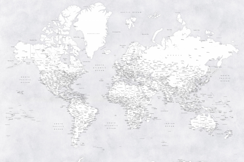 Detailed world map with cities, Siv a Rosana Laiz Blursbyai