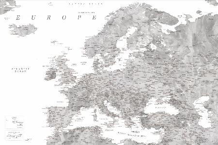 Gray watercolor Europe map