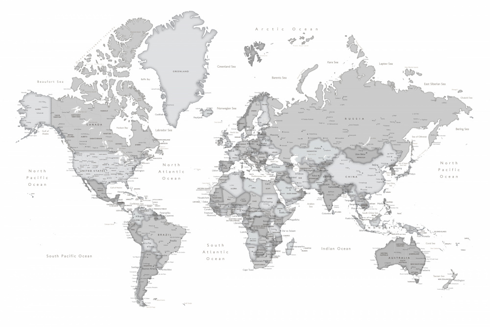 Gray world map with cities, Chas a Rosana Laiz Blursbyai