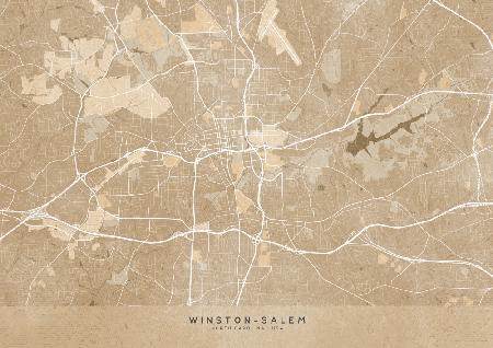 Map of Winston Salem (NC, USA) in sepia vintage style