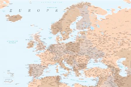Neutral detailed map of Europe