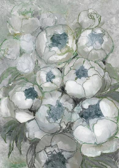 Nuria bouquet of peonies in teal and green