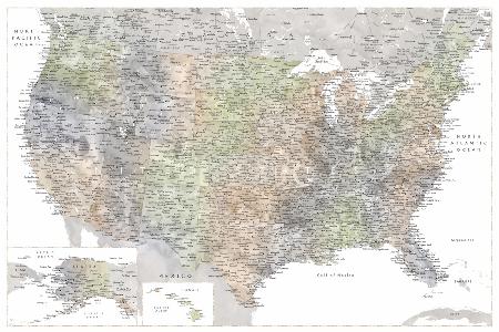 Highly detailed map of the United States, Habiki