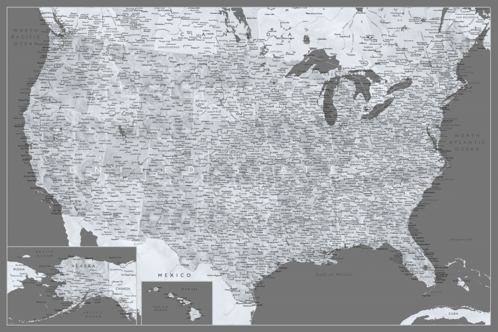 Highly detailed map of the United States, Paolo a Rosana Laiz Blursbyai