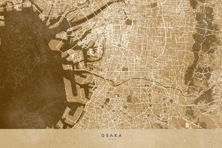 Sepia map of Osaka