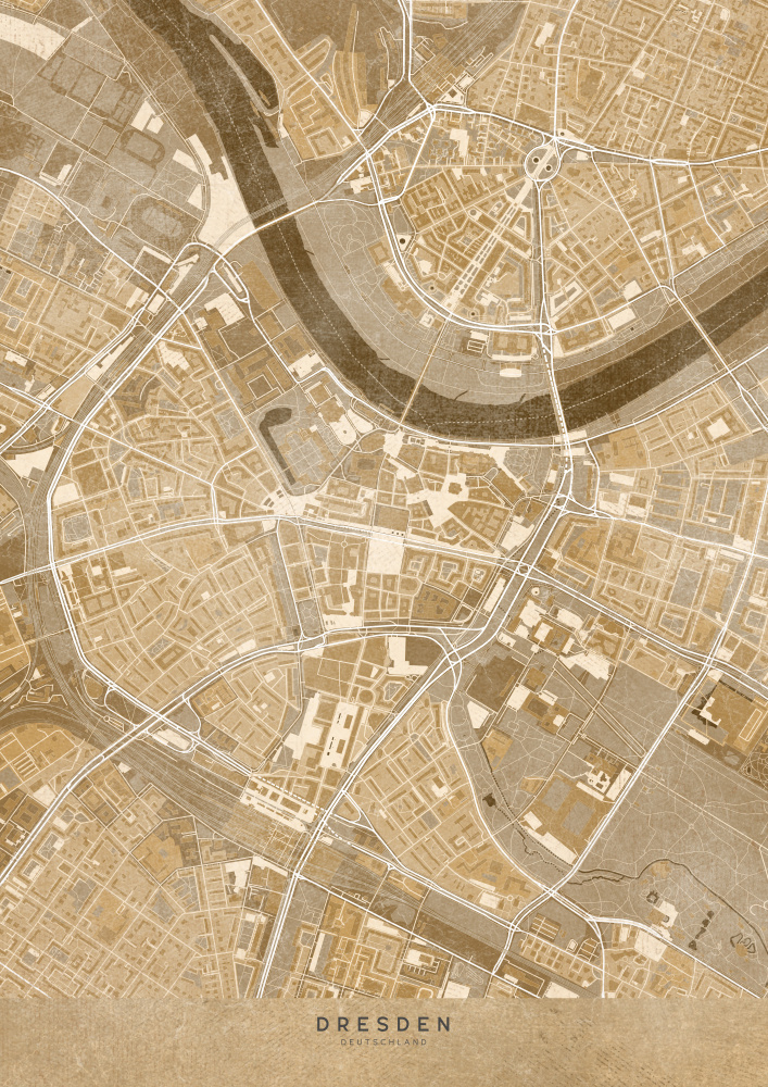 Sepia vintage map of Dresden downtown Germany a Rosana Laiz Blursbyai