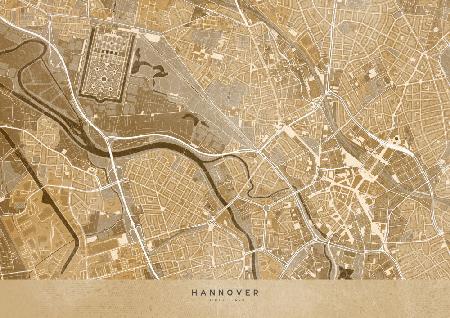 Sepia vintage map of Hannover downtown Germany