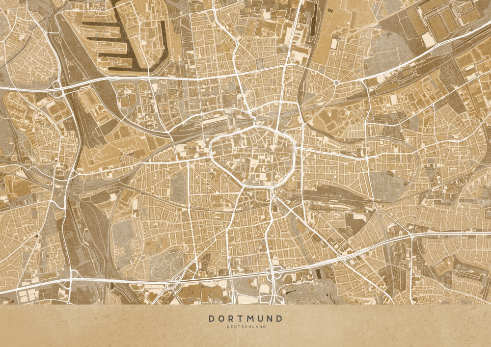 Sepia vintage map of Dortmund Germany a Rosana Laiz Blursbyai