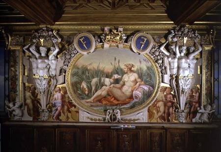 The Nymph of Fontainebleau, detail of decorative scheme in the Gallery of Francis I a Rosso Fiorentino