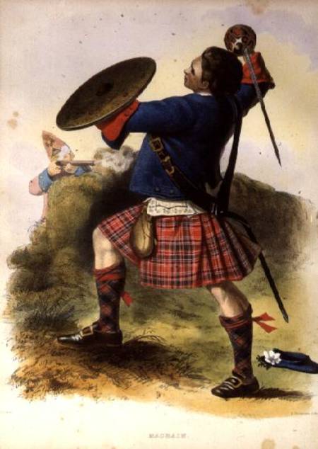 Gillies McBean at Culloden, 1746, lithograph after a painting a R.R.McIan