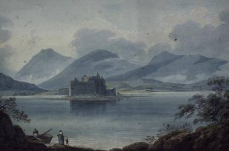 View across Loch Awe, Argyllshire, to Kilchurn Castle and the Mountains beyond a R.S. Barret