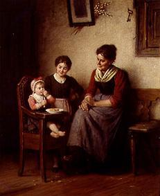 Mother with two children in the farmhouse parlour a Rudolf Epp