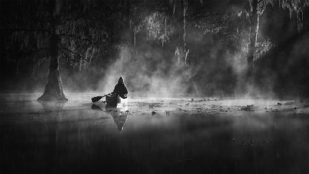 Paddling through fog