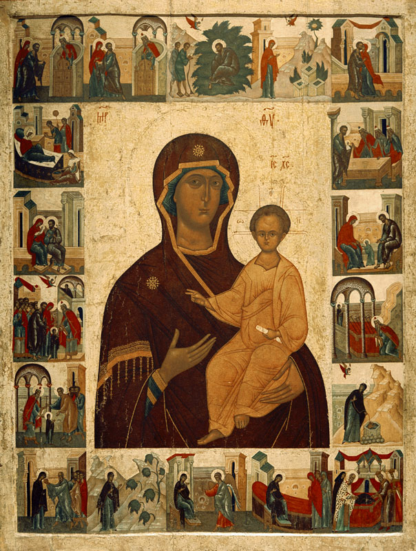 Virgin Hodegetria Icon of Smolensk a Scuola Russa
