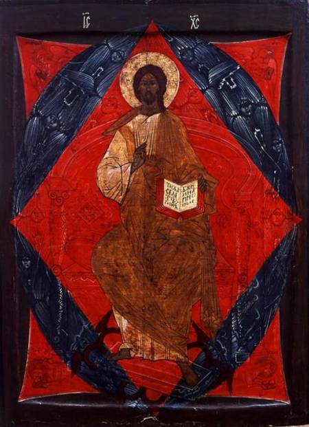Christ in Majesty (tempera on panel) a Scuola Russa