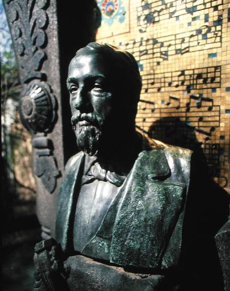 Portrait bust of Alexander Borodin (1833-87) from his tomb a Scuola Russa