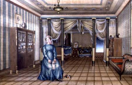 A Spinster in a Neo-Classical Sitting Room Interior a Scuola Russa