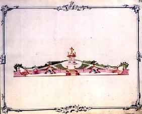 Detail of the main set for the fireworks for the New Year celebration in Moscow, 1 January 1749