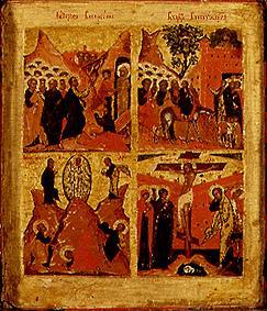 Auferweckung of the Lazarus, move of Jesu in Jerusalem, transfiguration Christi, crucifixion triptyc a russisch Icona